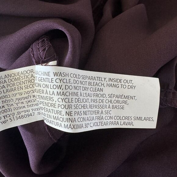 Black Tape SZ X A-Line Dress 3/4 Balloon Sleeves Ruffled Keyhole Neck Purple New - Picture 9 of 9